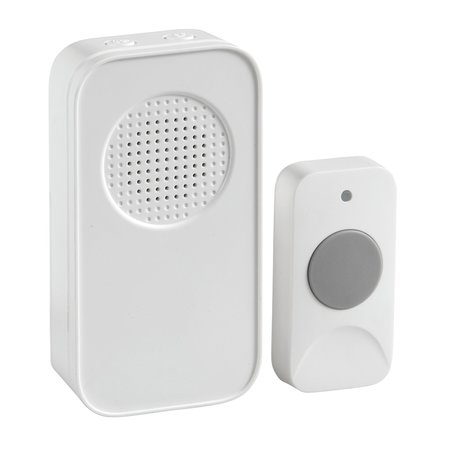 NEWHOUSE HARDWARE Wireless Door Chime Kit with Remote, 250 ft. Operating Range, Push Button, 32 Chimes, White WCMB